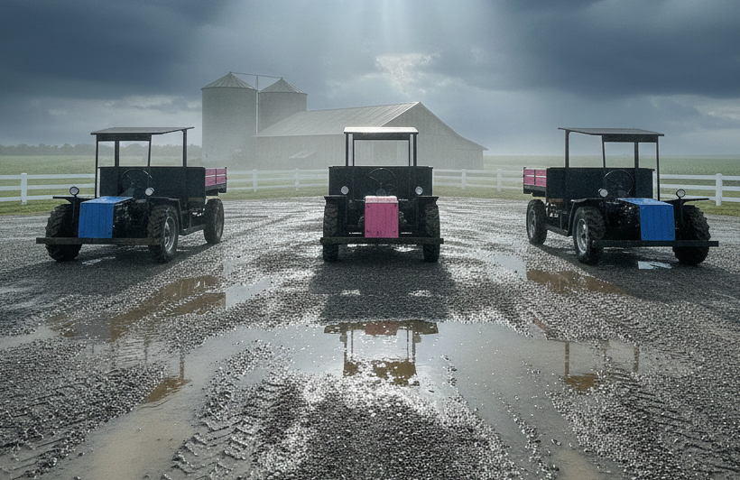 Carreta agrícola cor de rosa 4x2